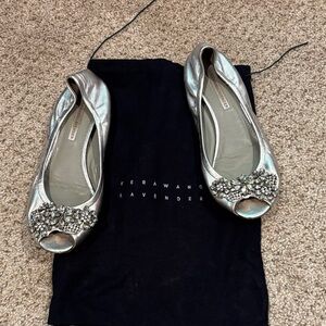 Vera Wang Silver Embellished Flats